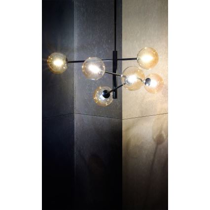 Upphängningsbar Ljuskrona  ORO 6xG9/12W/230V svart /gyllene 