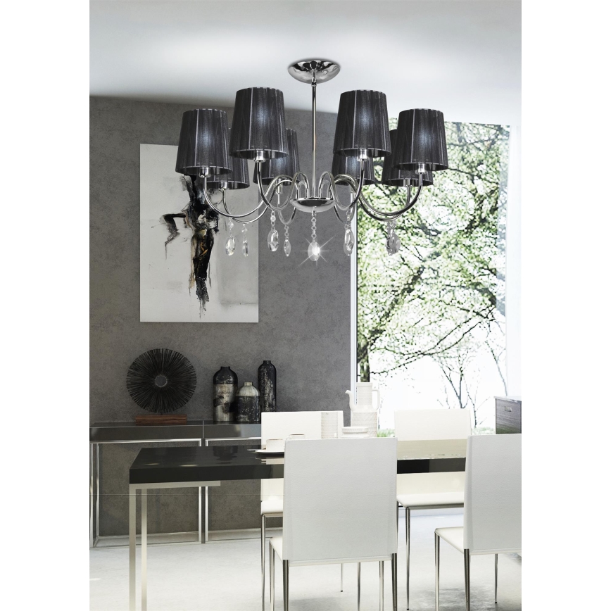 Upphängningsbar Ljuskrona  SORENTO 8xE14/40W/230V svart 