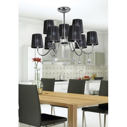 Upphängningsbar Ljuskrona  SORENTO 9xE14/40W/230V svart 