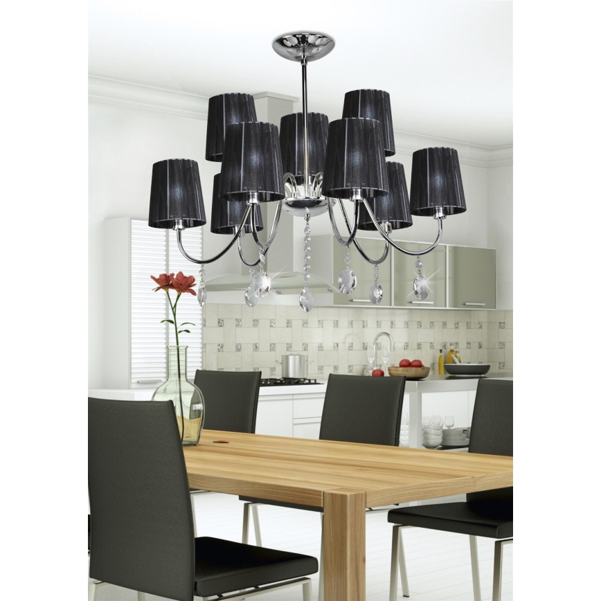 Upphängningsbar Ljuskrona  SORENTO 9xE14/40W/230V svart 