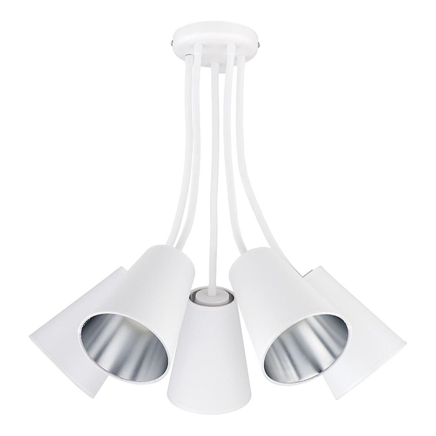 Upphängningsbar Ljuskrona  WIRE 5xE27/15W/230V vit /silver