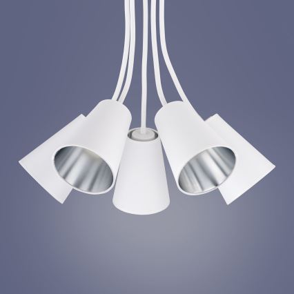 Upphängningsbar Ljuskrona  WIRE 5xE27/15W/230V vit /silver