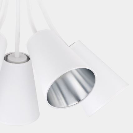 Upphängningsbar Ljuskrona  WIRE 5xE27/15W/230V vit /silver