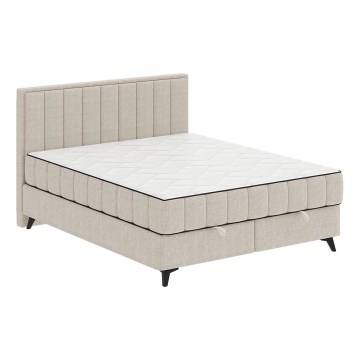 Upphöjd säng med madrasser och bäddmadrass med förvaringsutrymme ALICIA 180x200 cm beige