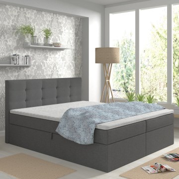 Upphöjd säng med madrasser och bäddmadrass med förvaringsutrymme EMBER 180x200 cm antracit