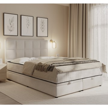 Upphöjd säng med madrasser och förvaringsutrymme GRACE 180x200 cm beige