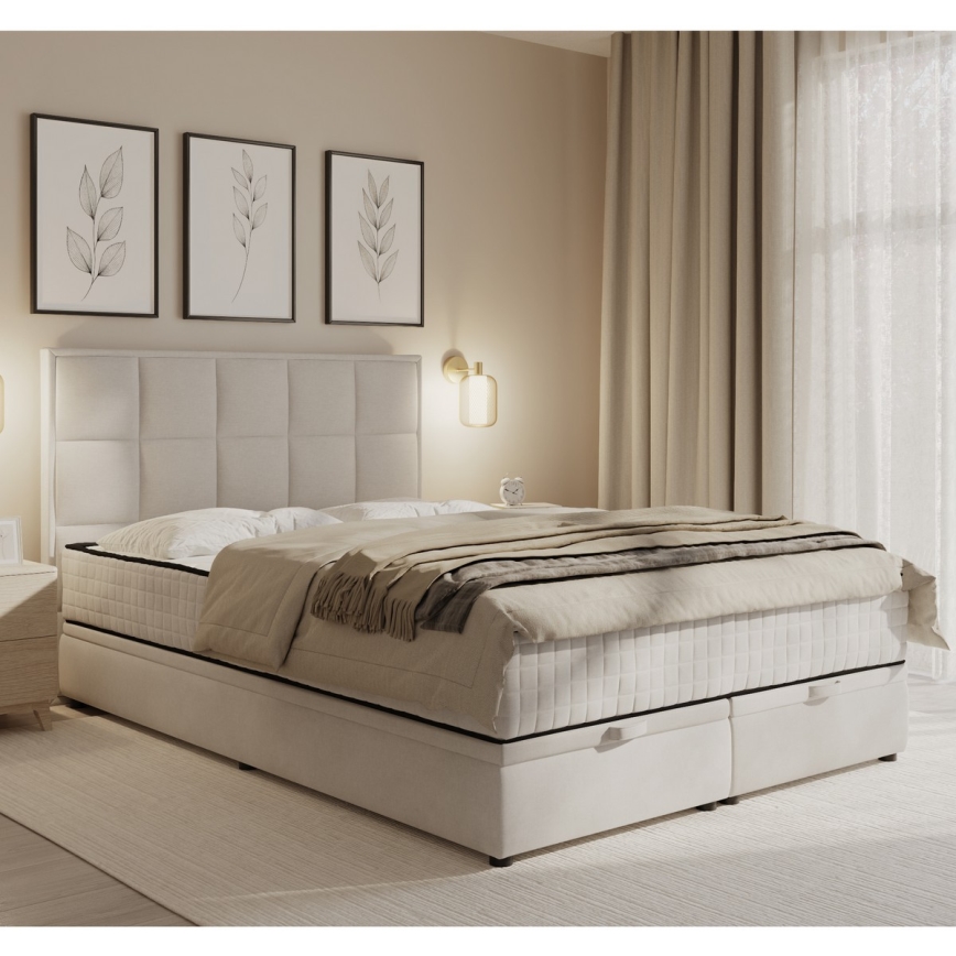 Upphöjd säng med madrasser och förvaringsutrymme GRACE 180x200 cm beige