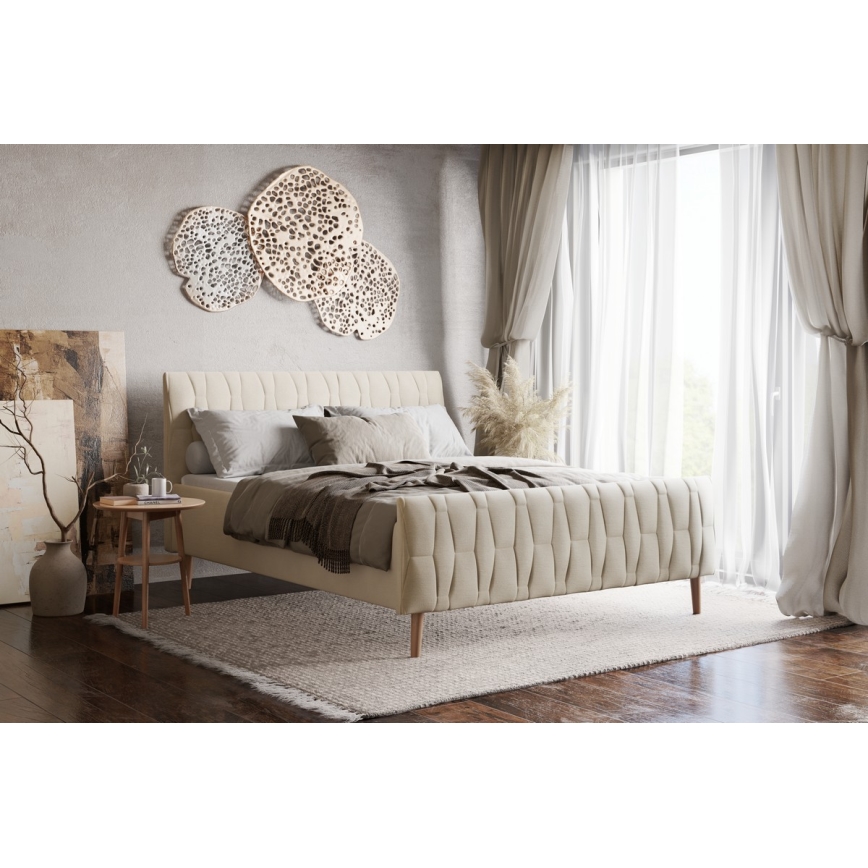 Upphöjd säng utan madrass FLORA 180x200 cm beige