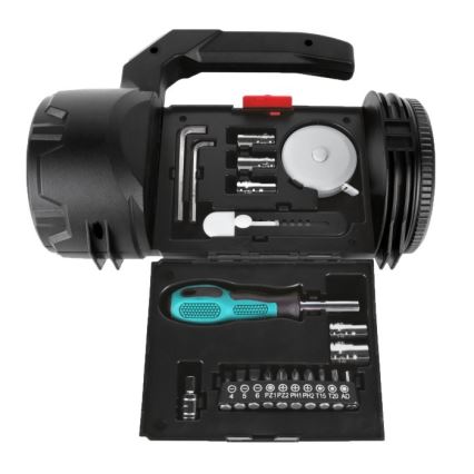 Uppladdningsbar LED-ficklampa, 5V, 500 lm, 1200 mAh, svart