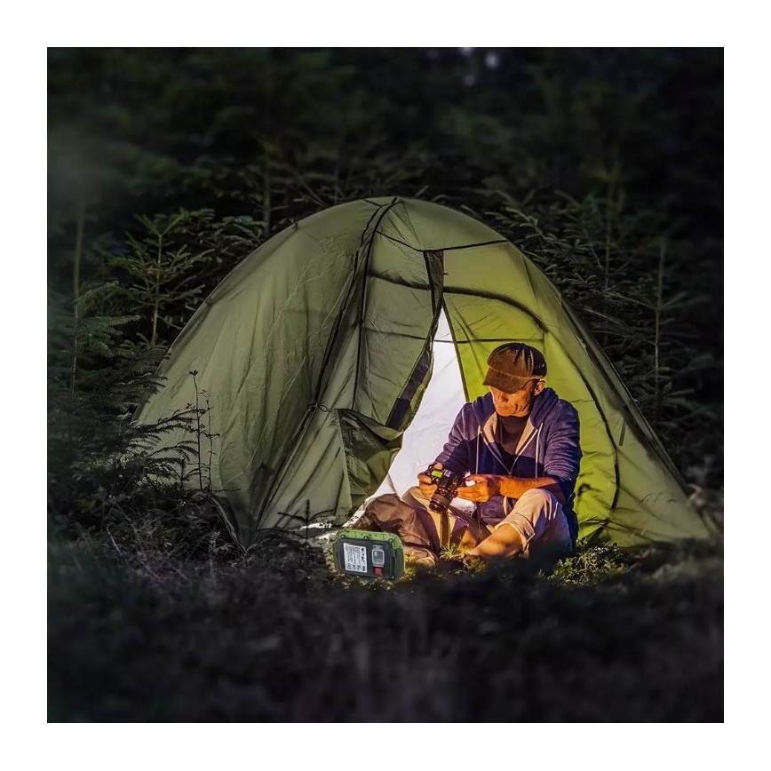Uppladdningsbar LED-strålkastare SAMSUNG CHIP LED/10W/3,7V IP44 4000K 3600 mAh grön