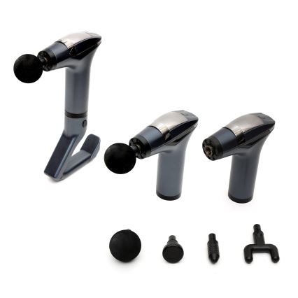 Uppladdningsbar massagespistol med 4 huvuden och strap 25W/5V 1500 mAh