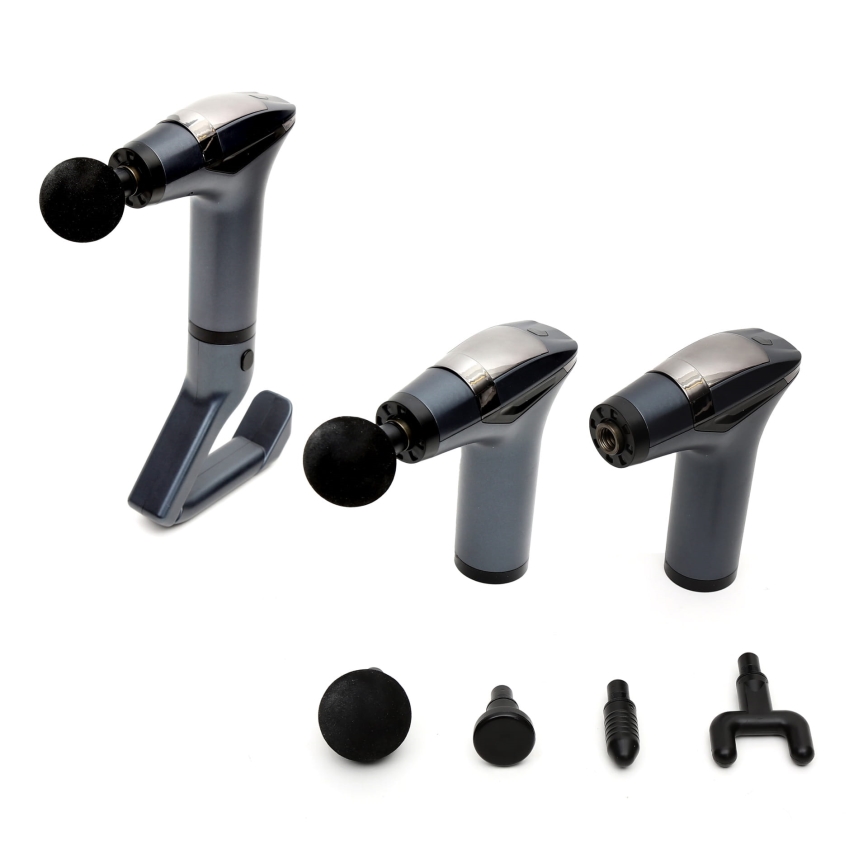 Uppladdningsbar massagespistol med 4 huvuden och strap 25W/5V 1500 mAh