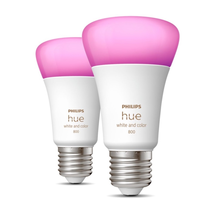 UPPSÄTTNING 2x LED ljusreglerad glödlampa  Philips Hue White And Color Ambiance A60 E27/6,5W/230V 2000-6500K