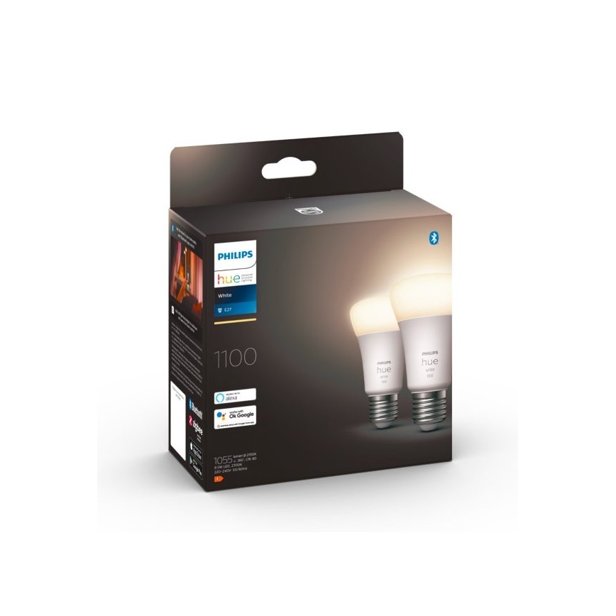 UPPSÄTTNING 2x LED ljusreglerad glödlampa  Philips Hue WHITE E27/9,5W/230V 2700K