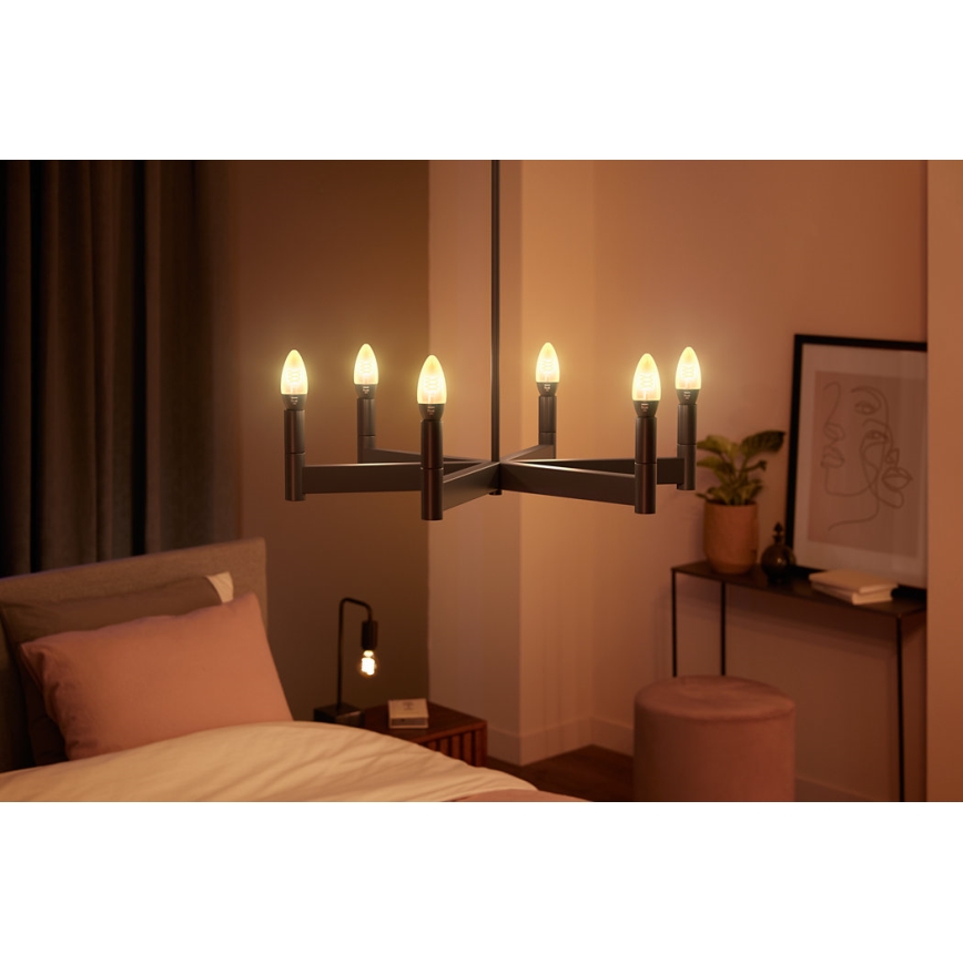 UPPSÄTTNING 2x LED ljusreglerad glödlampa  Philips Hue WHITE FILAMENT E14/4,5W/230V 2100K