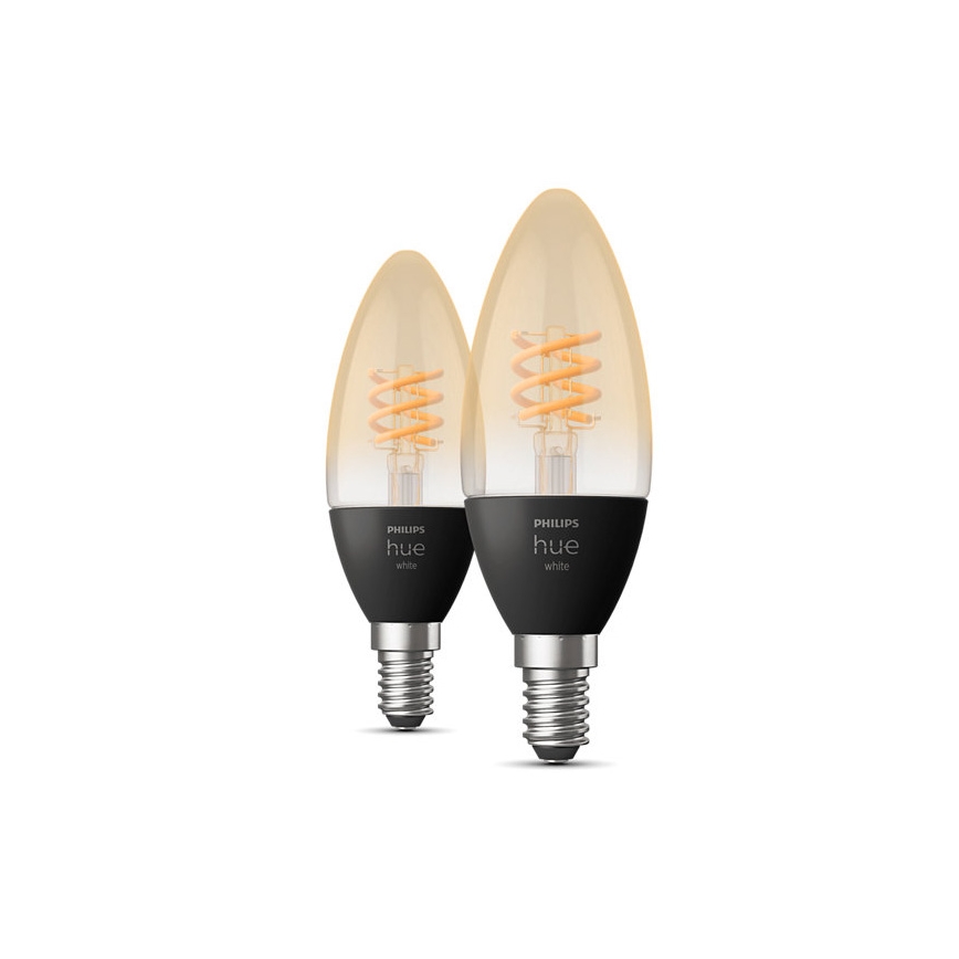 UPPSÄTTNING 2x LED ljusreglerad glödlampa  Philips Hue WHITE FILAMENT E14/4,5W/230V 2100K