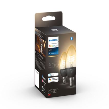 UPPSÄTTNING 2x LED ljusreglerad glödlampa  Philips Hue WHITE FILAMENT E14/4,5W/230V 2100K