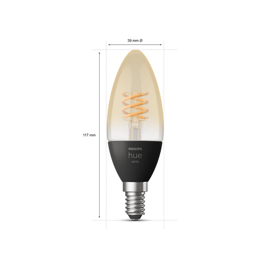UPPSÄTTNING 2x LED ljusreglerad glödlampa  Philips Hue WHITE FILAMENT E14/4,5W/230V 2100K