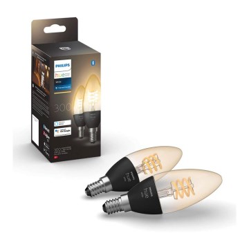 UPPSÄTTNING 2x LED ljusreglerad glödlampa  Philips Hue WHITE FILAMENT E14/4,5W/230V 2100K