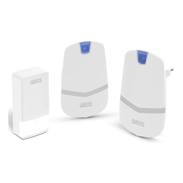 UPPSÄTTNING 2x Plug in Sladdlös dörrklocka  230V IP44 vit 