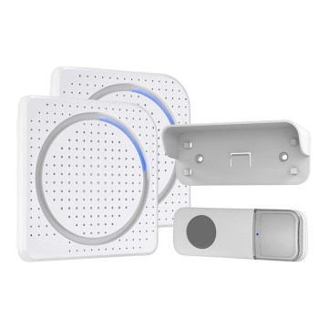 UPPSÄTTNING 2x Plug in Sladdlös dörrklocka  230V IP56 vit 
