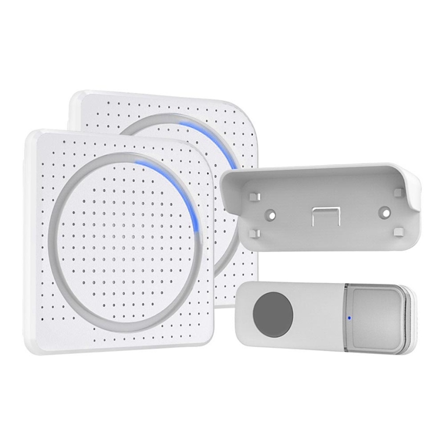 UPPSÄTTNING 2x Plug in Sladdlös dörrklocka  230V IP56 vit 