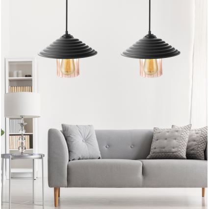 UPPSÄTTNING 2x Takkkrona på ett snöre  UFO 1xE27/60W/230V
