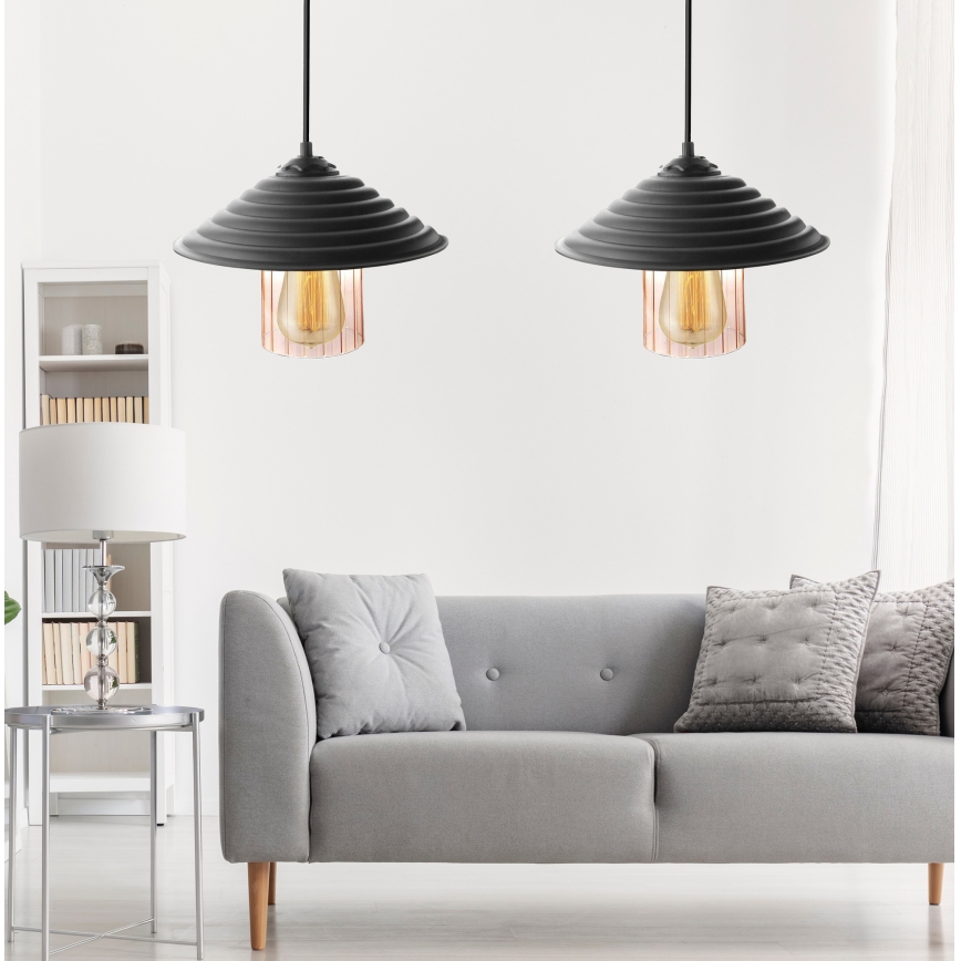 UPPSÄTTNING 2x Takkkrona på ett snöre  UFO 1xE27/60W/230V
