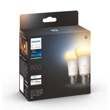 UPPSÄTTNING 2xLED ljusreglerad glödlampa  Philips Hue WHITE AMBIANCE E27/6W/230V 2200-6500K