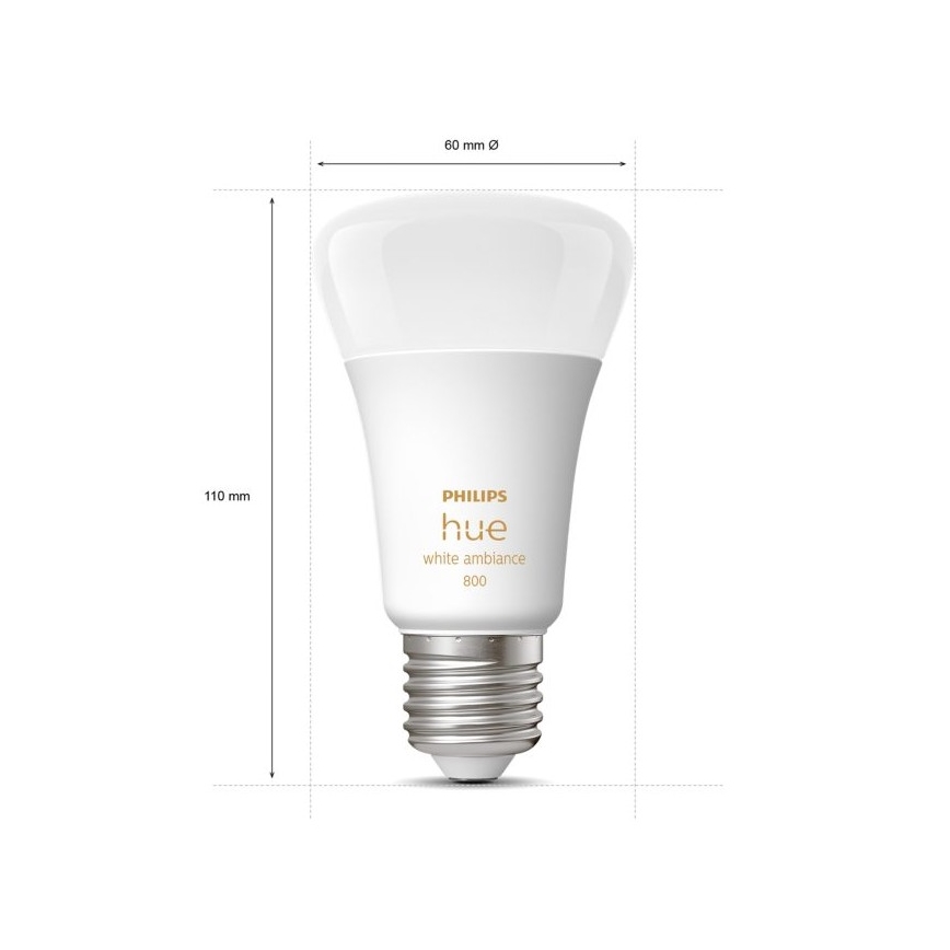 UPPSÄTTNING 2xLED ljusreglerad glödlampa  Philips Hue WHITE AMBIANCE E27/6W/230V 2200-6500K