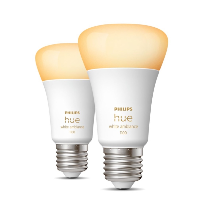 UPPSÄTTNING 2xLED ljusreglerad glödlampa  Philips Hue WHITE AMBIANCE E27/8W/230V 2200-6500K