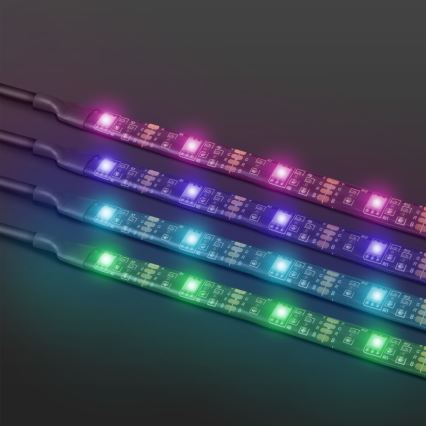 UPPSÄTTNING 4x LED RGB ljusreglerad  ljusslinga 2x37cm 2x70cm LED/2,66/5,04W/5V IP65 + fjärrkontroll