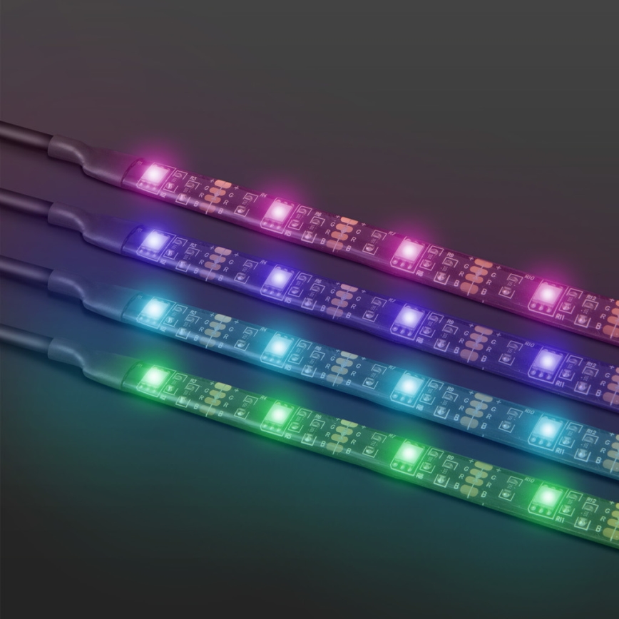 UPPSÄTTNING 4x LED RGB ljusreglerad  ljusslinga 2x37cm 2x70cm LED/2,66/5,04W/5V IP65 + fjärrkontroll