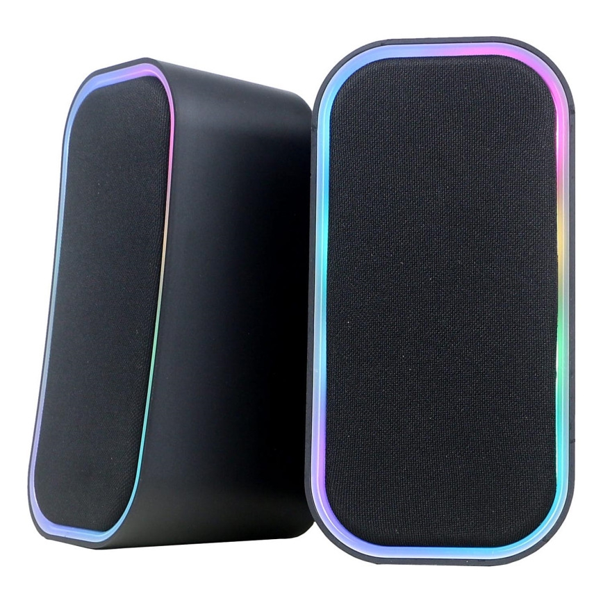 USB Högtalare med RGB bakgrundsbelyst 2x3W/5V svart