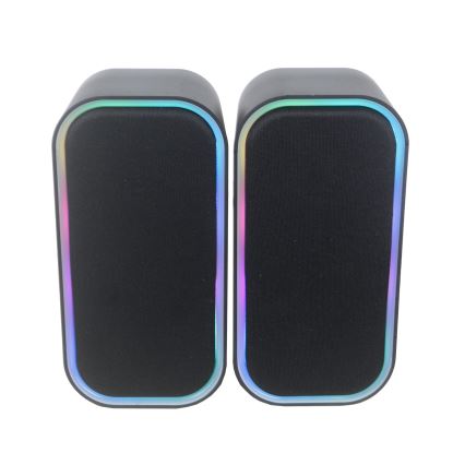 USB Högtalare med RGB bakgrundsbelyst 2x3W/5V svart