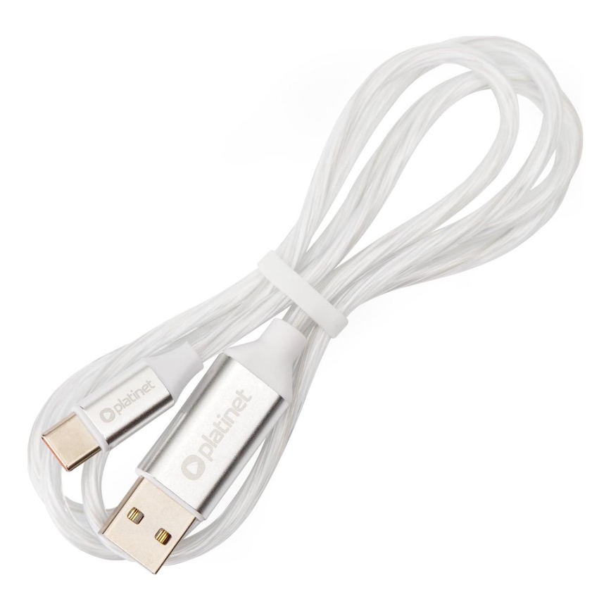 USB-kabel USB-A / USB-C anslutning med LED bakgrundsbelyst 18W 1m vit
