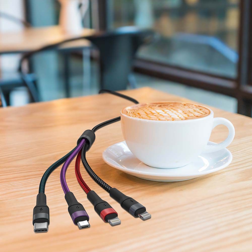 USB-kabel USB-A / USB Lightning  / MicroUSB / USB-C 1,2m Flerfärgad
