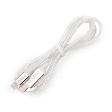 USB-kabel USB-C / Lightning anslutning med LED bakgrundsbelyst 27W 1m vit