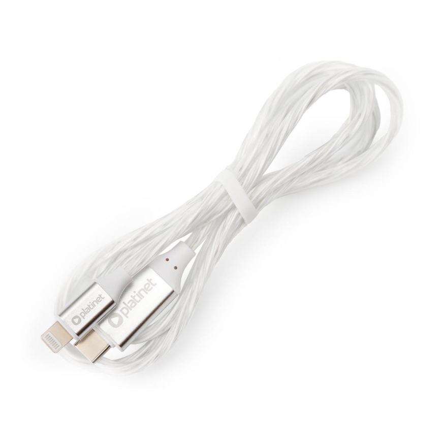 USB-kabel USB-C / Lightning anslutning med LED bakgrundsbelyst 27W 1m vit