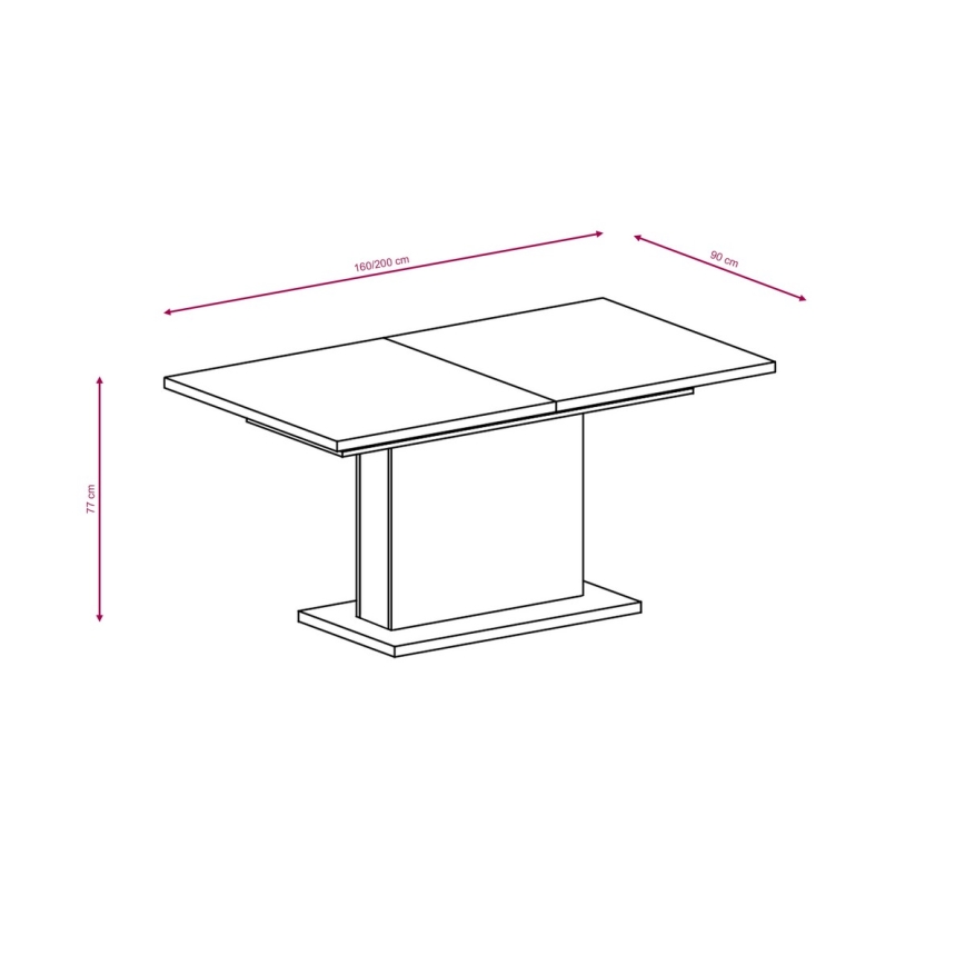 Utdragbart matbord STRAP vit