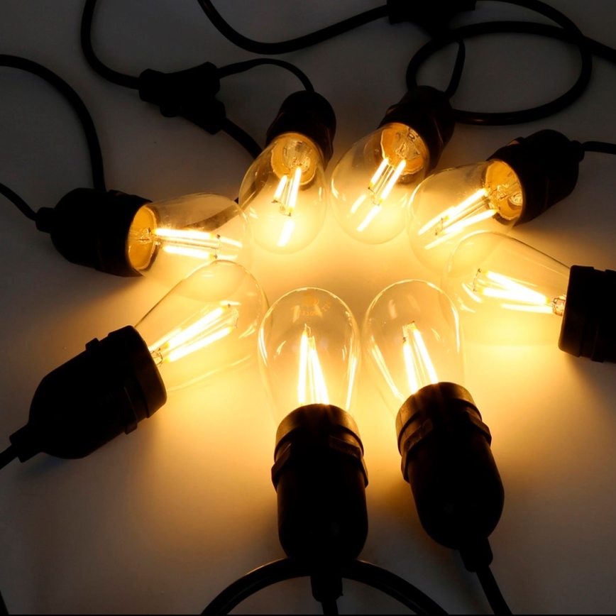 Utomhus Dekorativ slinga KRANS 10xE27/15W/230V 10m IP44