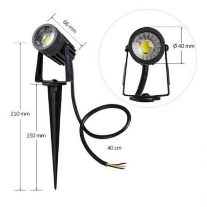 Utomhus LED belysning LED/3W/230V 2800K IP67 svart
