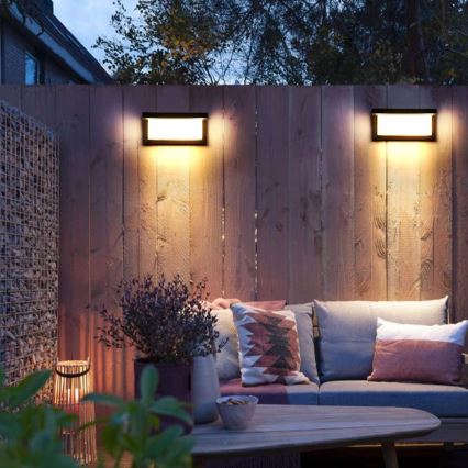 LED vägglampa för utomhusbruk med glödlampa med skymningssensor NEELY 1xE27/9W/230V IP54 svart