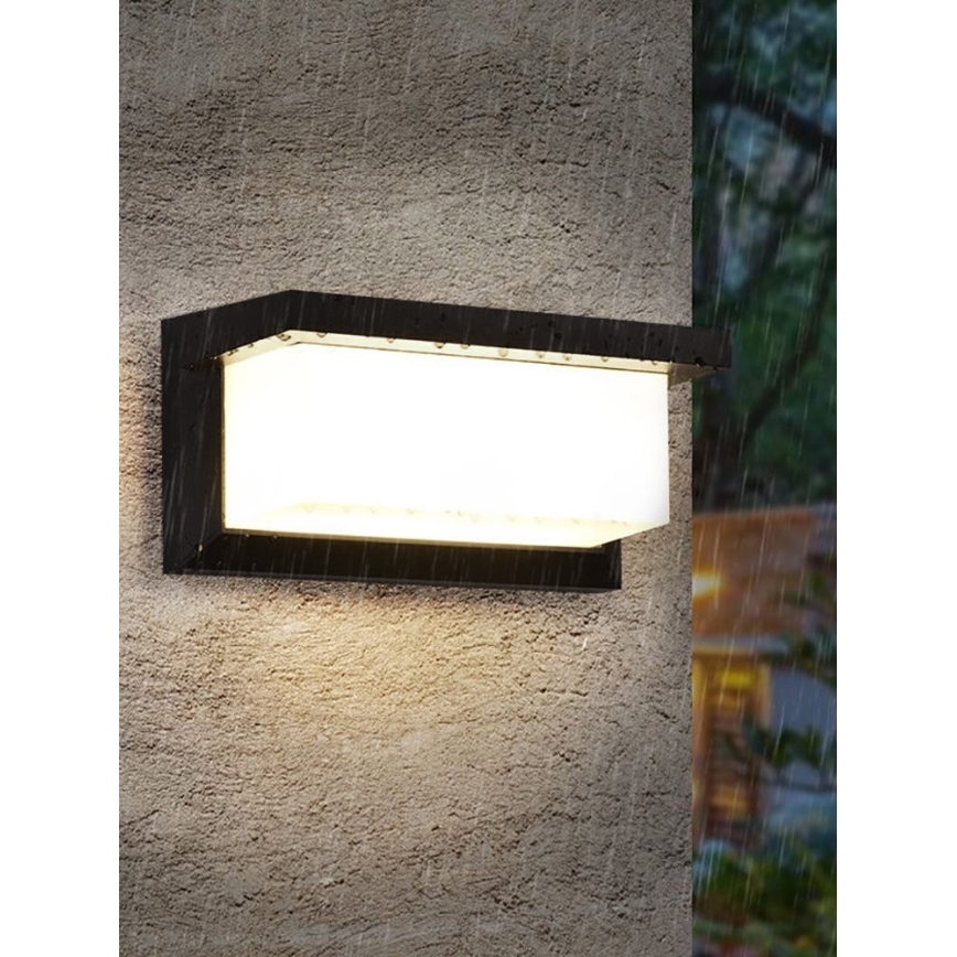 LED vägglampa för utomhusbruk med glödlampa med skymningssensor NEELY 1xE27/9W/230V IP54 svart