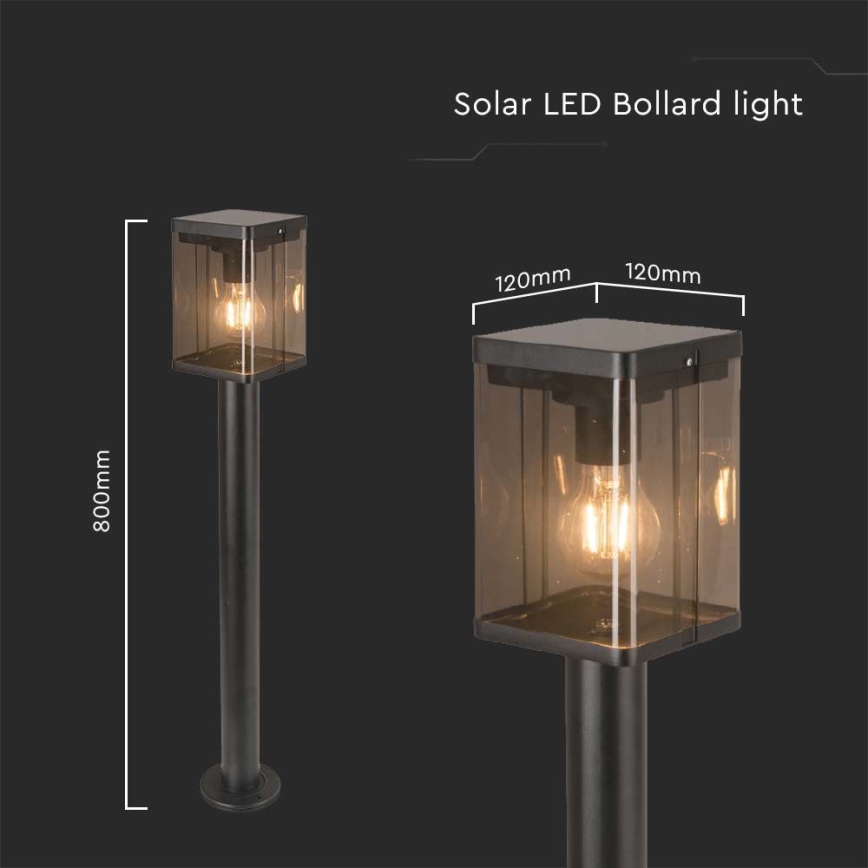 Utomhus LED solcellslampa med sensor LED/2,5W/3,7V 3000K IP54 svart