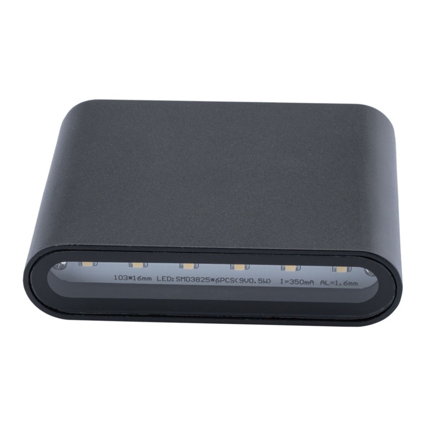 Utomhus LED Väggbelysning FLOW 2xLED/3W/230V IP54 svart