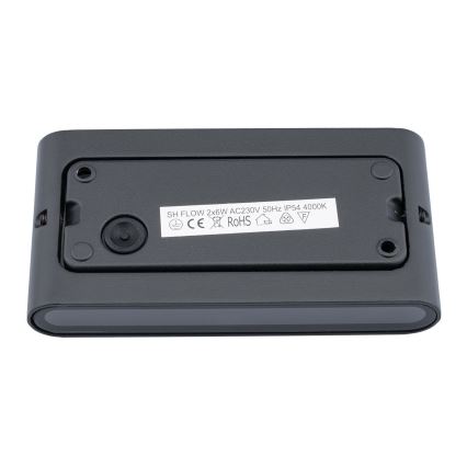 Utomhus LED Väggbelysning FLOW 2xLED/6W/230V IP54 svart