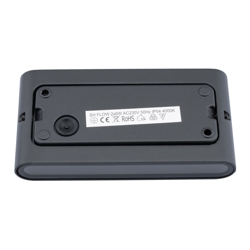 Utomhus LED Väggbelysning FLOW 2xLED/6W/230V IP54 svart
