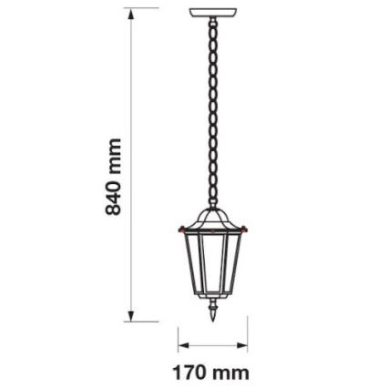 Utomhus Ljuskrona med kedja 1xE27/60W/230V IP44 vit