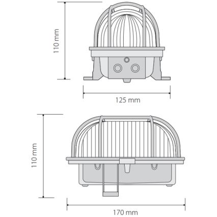 Utomhus Takbelysning OVAL 1xE27/60W/230V IP44